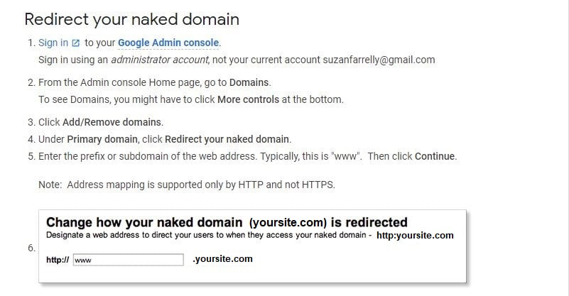 Redirect Naked Domain G-Suite